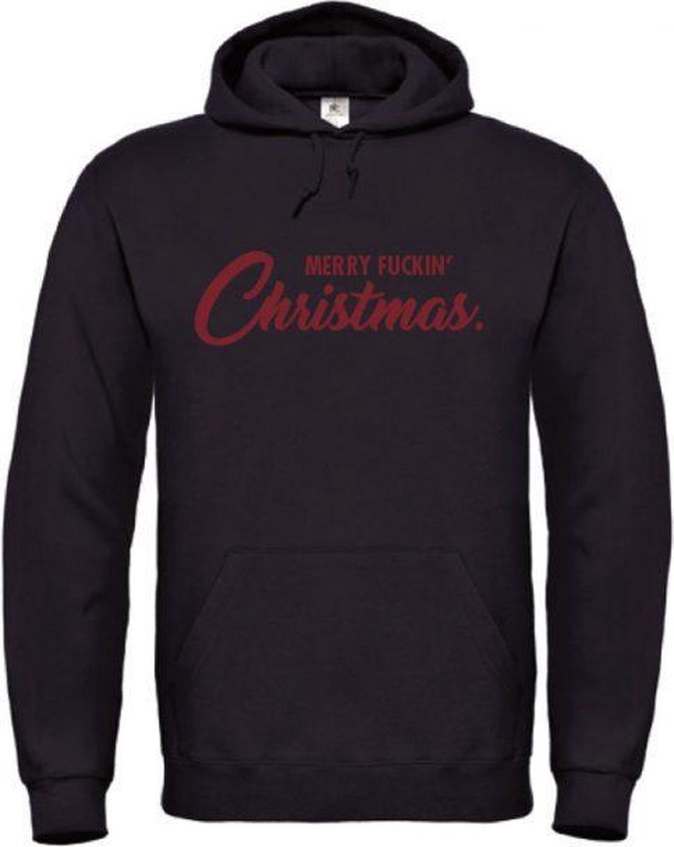 Kerst hoodie zwart L - Merry fuckin Christmas - Rood - soBAD. | Kersttrui soBAD. | kerstsweaters volwassenen | kerst hoodie volwassenen | Kerst outfit | Foute kerst truien